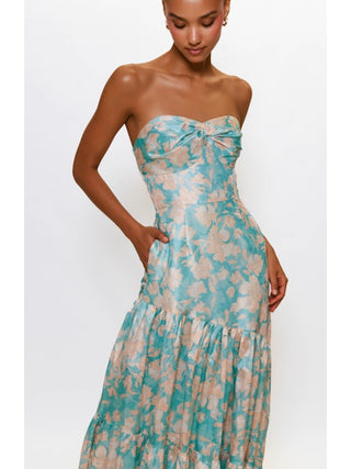 Phoebe Dress - Teal Vintage Vining Floral