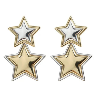 Silver and Gold Star Earrings