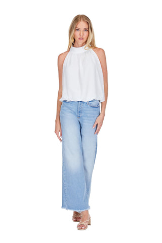 Bubble Hem Halter - White