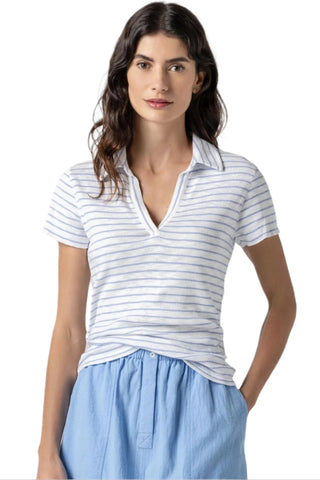 Striped Polo Tee - Surf Stripe