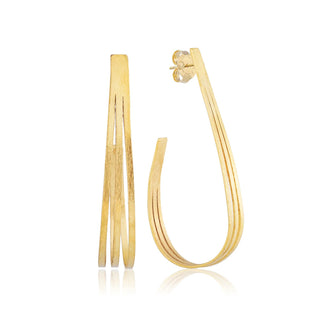 Striped Hoops- Brushed 18K Gold Plated