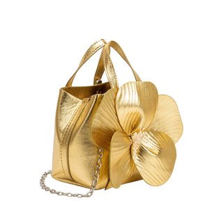 Monroe Gold Flower Vegan Leather Handbag