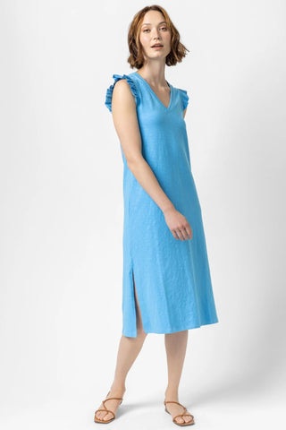 Ruffle V-Neck Midi Dress