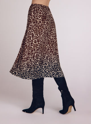 Gathered Skirt - Ombre Leopard Print