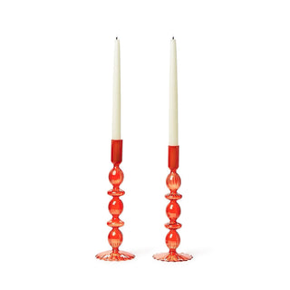 Hand-Blown Glass Candlesticks Red Style 2