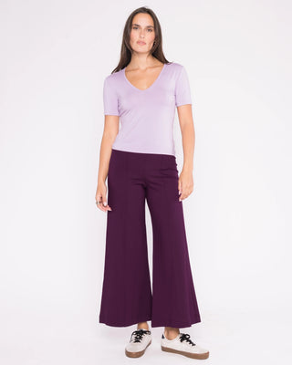 Wide Leg Pant Cropped Plum