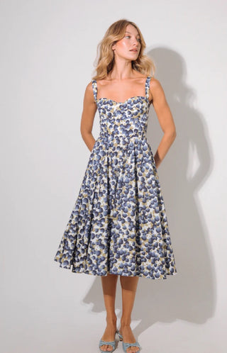 Adriana Midi Dress - Flower Blue
