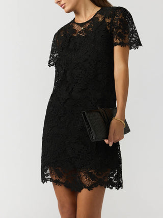 Mara Lace Mini Dress- Black Onyx