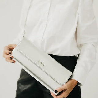 The Evening Metallic Clutch Crossbody Bag Silver
