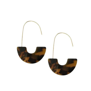 Brown Tortoise Minimalist Statement Threader Earrings