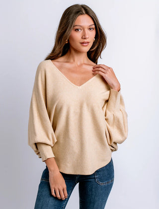 RYU V-neck Sweater- Light Camel