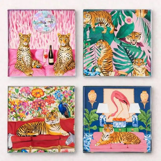 Spring Safari Glass Coaster Set Of 4 Boutique Gift