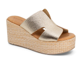 Jamie Wedge Sandal - Gold Leather