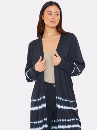 Bleach Stripe Maxi Cardi - Black Beauty