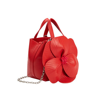 Monroe Red Flower Vegan Leather Handbag
