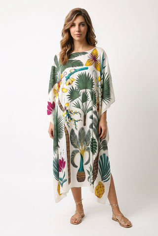 Long Kaftan- White Palm