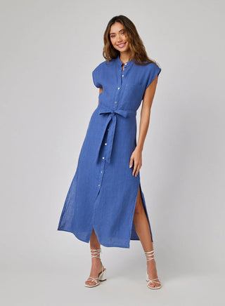 Cap Sleeve Midi Dress - Antique Indigo
