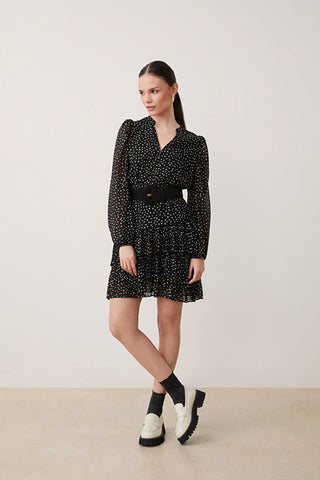 Caliste Polka Dot Dress - Noir