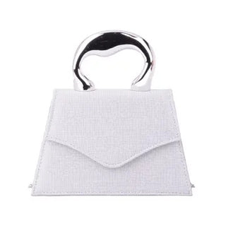 Satchel with Sparkle Accents and Asymmetrical Top Handle- Silver