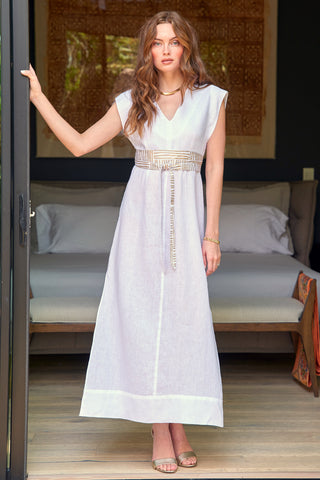 Beverly Linen Shift Dress - White