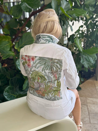 White Tropical Capri Jacket Small