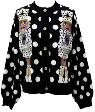 Black and White Polka Dot Nutcracker Cardigan