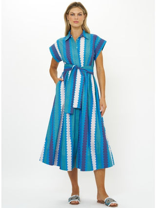 Belted Shirt Dress - Meko Blue