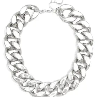 Burnished Curb Collar - Silver